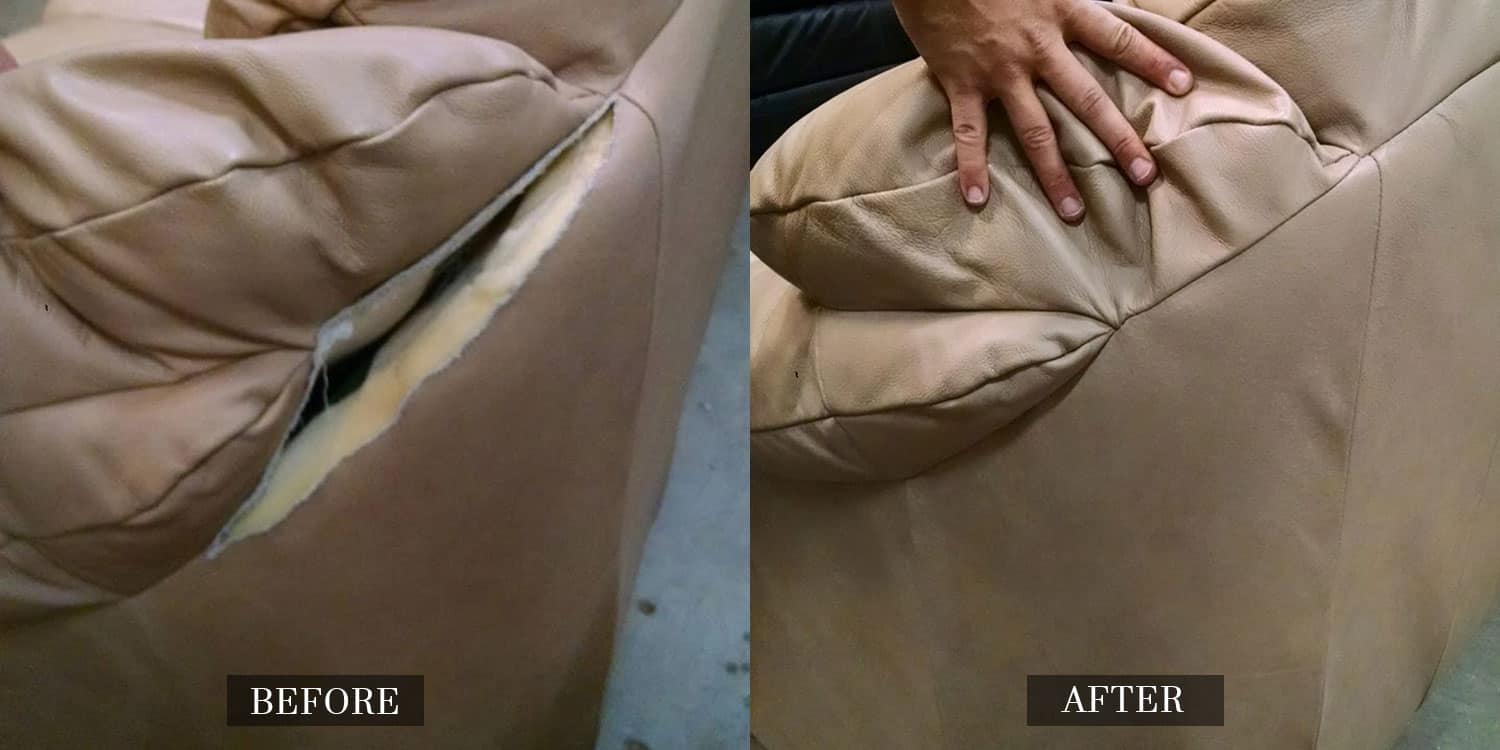 Ripped Leather Sofa