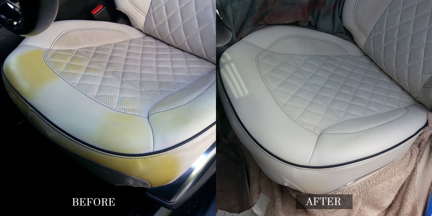 Stained Leather Car Seat